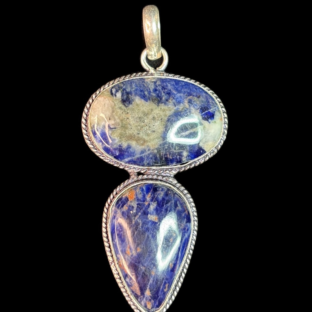 Sodalite and .925 Silver Overlay Pendant